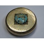 PRETTY ENAMELLED GOLD COLOURED POWDER COMPACT (AT FAULT)
