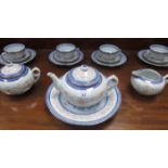 PARCEL OF CHINESE BLUE AND WHITE GILDED TEAWARE,