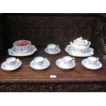 PARCEL OF BLUE AND WHITE VICTORIAN GLIDED TEAWARE