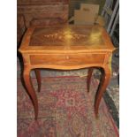 DUTCH MARQUETRY INLAID AND ORMOLU MOUNTED VANITY TABLE WITH MIRRORED INTERIOR