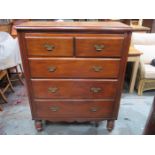 STAINED PINE TWO OVER THREE CHEST OF DRAWERS