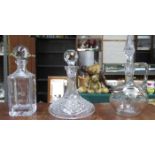 THREE VARIOUS GLASS DECANTERS