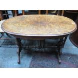 ANTIQUE WALNUT VENEERED OVAL SIDE TABLE