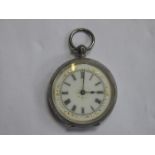 HALLMARKED SILVER LADIES FOB WATCH WITH ENAMELLED AND GILDED DIAL