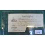 1818 WHITE ONE POUND NOTE, SIGNED BY JOHN HUTCHINGS, FROM YEOVIL OLD BANK,