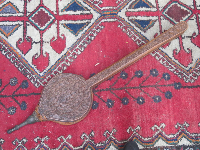 LARGE CARVED MAHOGANY BELLOWS