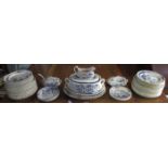 APPROXIMATELY FIFTY-PLUS PIECES OF BLUE FLORAL AND GILDED VICTORIAN TEAWARE, STAMPED SS & CO,