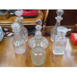 SELECTION OF VARIOUS GLASS DECANTERS