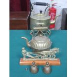 VINTAGE BRASS SPIRIT KETTLE PLUS OTHER BRASSWARE