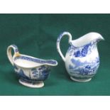 TWO EARLY BLUE AND WHITE JUGS,