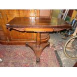 ANTIQUE ROSEWOOD FOLD OVER GAMES TABLE WITH FELT INTERIOR