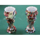 PAIR OF MURANO STYLE GLASS MINIATURE JARDINIERES ON STANDS