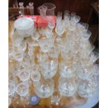 LARGE QUANTITY OF GLASSWARE INCLUDING STUART CRYSTAL CANDLESTICKS