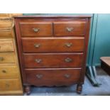 STAINED PINE TWO OVER THREE CHEST OF DRAWERS