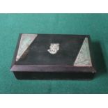 EBONISED SILVER MOUNTED STORAGE BOX WITH HINGED COVER