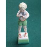 ROYAL WORCESTER GLAZED CERAMIC FIGURE 'WEDNESDAY'S CHILD KNOWS LITTLE WOE',