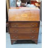 EDWARDIAN MAHOGANY INLAID FALL FRONT WRITING BUREAU