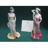 TWO COALPORT LIMITED EDITION GLAZED CERAMIC FIGURES- TOPAZ AND RUBY