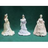 THREE VARIOUS COALPORT GLAZED CERAMIC FIGURES- HELENA,