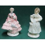 TWO ROYAL WORCESTER LIMITED EDITION GLAZED CERAMIC FIGURES- 1855 THE CRINOLINE AND 1830 THE