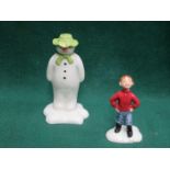 TWO BOXED ROYAL DOULTON 'JAMES BUILDS A SNOWMAN' GLAZED CERAMIC FIGURES- JAMES AND THE SNOWMAN