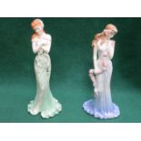 TWO COALPORT GLAZED CERAMIC FIGURES- SAPPHIRE AND EMERALD