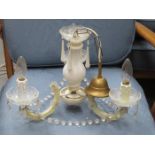 SET OF FOUR VINTAGE THREE SCONCE CEILING LIGHTING