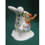 BOXED ROYAL DOULTON GLAZED CERAMIC FIGURE GROUP- THE SNOWMAN AND JAMES DANCING IN THE SNOW