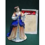 BOXED ROYAL DOULTON LIMITED EDITION GLAZED CERAMIC FIGURE- SHAKESPEARE LADIES 'DESDEMONA', HN3676,