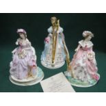 THREE ROYAL WORCESTER 'GRACEFUL ARTS' GLAZED CERAMIC FIGURES- MUSIC,