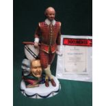 BOXED ROYAL DOULTON LIMITED EDITION GLAZED CERAMIC FIGURE- WILLIAM SHAKESPEARE, HN3633,