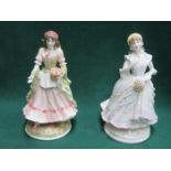 TWO ROYAL WORCESTER FESTIVE COUNTRY DAYS FIGURES- THE QUEEN OF THE MAY AND THE VILLAGE BRIDE