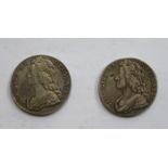 TWO GEORGE II (1735 AND 1741) CROWNS