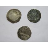 TWO CHARLES I HALF CROWNS AND CHARLES I SHILLING,