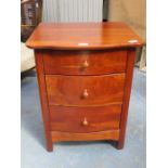 REPRODUCTION THREE DRAWER BEDSIDE CHEST