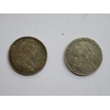 TWO WILLIAM & MARY (1693 AND 1698) HALF CROWNS