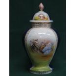 CONTINENTAL STYLE GILDED CERAMIC GINGER JAR WITH COVER