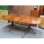 INLAID SECTIONAL MAHOGANY EXTENDING DINING TABLE WITH EXTRA LEAVES,