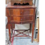 ANTIQUE MAHOGANY TWO DRAWER SIDE CABINET WITH BRUSH AND SLIDE PLUS LIFT UP COVER