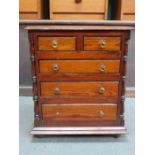 MINIATURE POLISHED TWO OVER FOUR CHEST OF DRAWERS