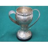 HALLMARKED HAMMERED SILVER ART NOUVEAU STYLE TWO HANDLED TROPHY