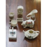 SMALL PARCEL OF CRESTED WARE INCLUDING PIG, LONGCASE CLOCK, ETC.