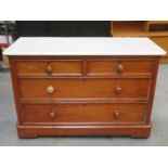 MARBLE TOPPED TWO OVER TWO CHEST OF DRAWERS