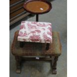 TWO STOOLS AND TRIPOD WINE TABLE