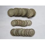 PARCEL OF APPROXIMATELY THIRTY GEORGE V HALF CROWNS,