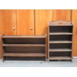 SET OF OAK OPEN BOOKSHELVES AND MAHOGANY OPEN BOOKSHELVES