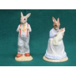 TWO ROYAL DOULTON 'THE BUNNYKINS FAMILY' GLAZED CERAMIC FIGURES- FATHER BUNNYKINS AND MOTHER AND