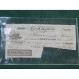 1820 WHITE ONE POUND NOTE FROM YEOVIL OLD BANK,