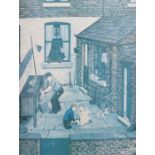 TOM DODSON, LIMITED EDITION PENCIL SIGNED PRINT DEPICTING A BACK YARD SCENE,