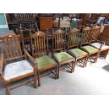 SET OF SIX (FOUR AND TWO) OAK BARLEY TWIST CHAIRS